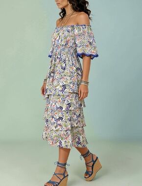 Hale Bob Floral Zahara Tiered Dress